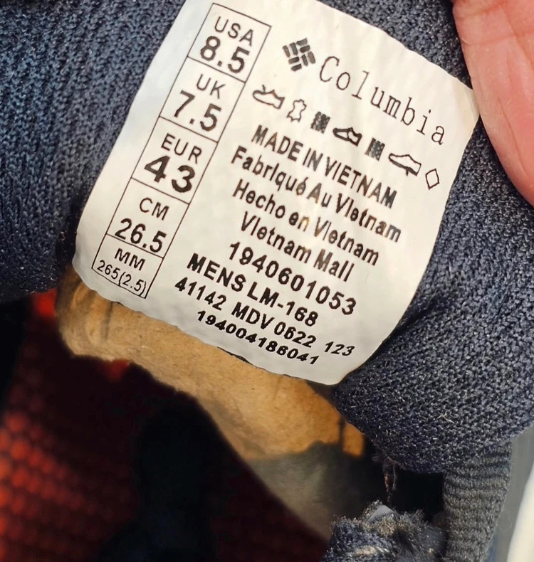 کتونی مردانه کلمبیا/Columbia waterproof/ضد آب گورتکس ساخت ویتنام وارداتی/سایز 40 الی 45/فروش تکی و عمده